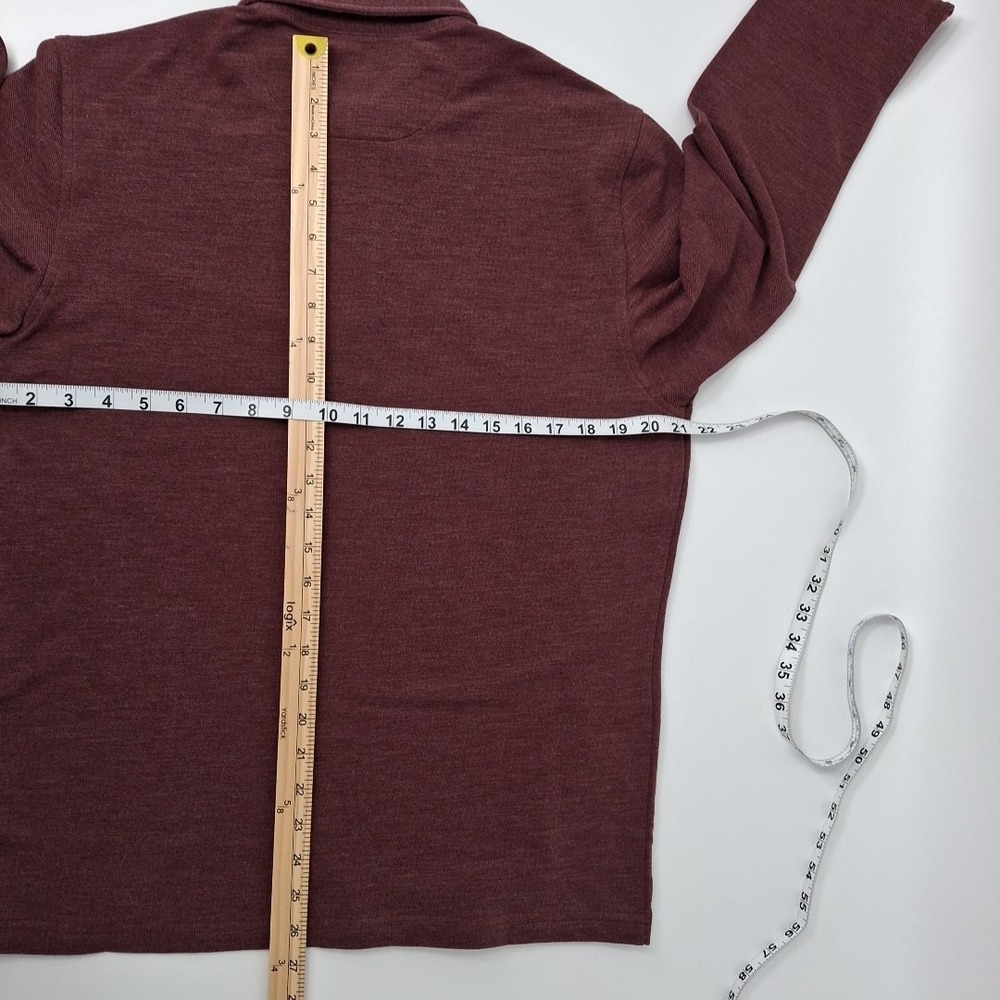 UNTUCKit DAO Polo Shirt Mens Medium Maroon Long Sleeve Heathered Cotton Blend - Picture 11 of 15